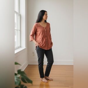 Elegant Rust Button-Down Shirt